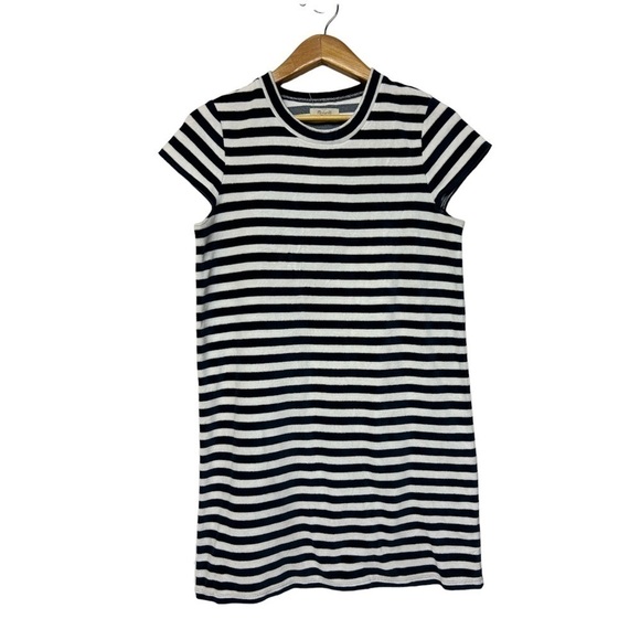 MADEWELL CORDUROY BLEND STRIPED SHORT SLEEVE KNEE LENGTH COZY WARM DRESS SIZE M - Picture 1 of 8